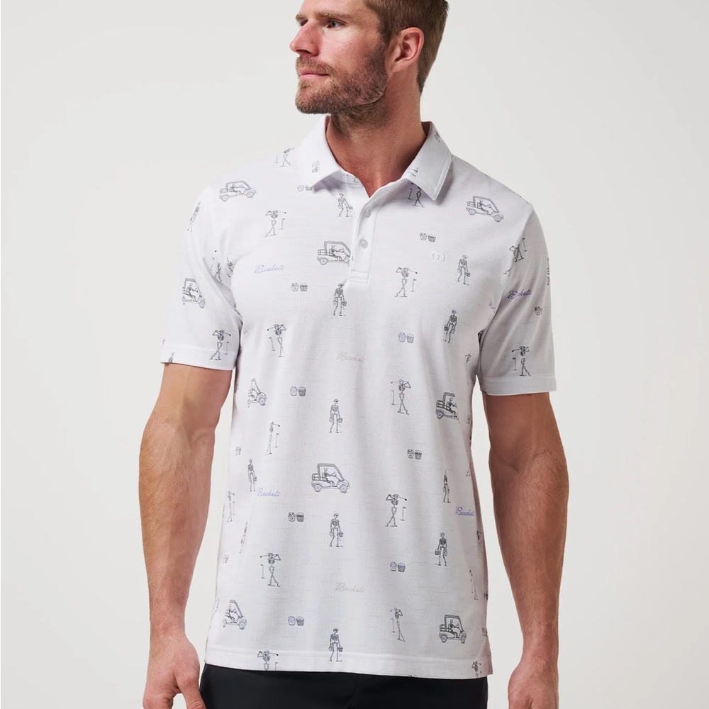 Travis Mathew Light Gray Polo with Golf Print